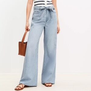 LOFT Denim Tie-Waist Flare Jeans